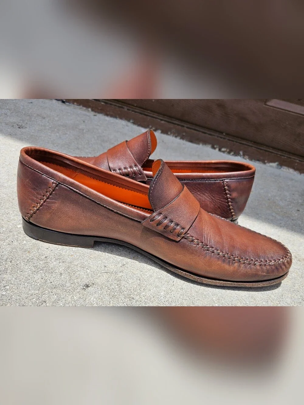 Santoni Mens Paine Plain Strap Loafer 62566 02 Brown Size 11.5 D Made in Italy